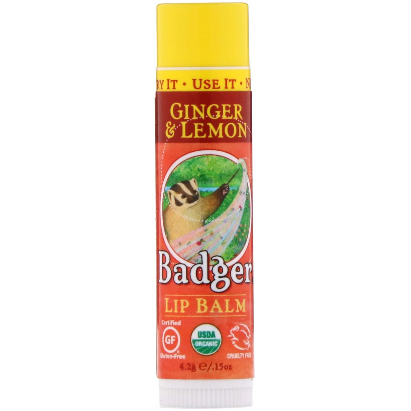 Badger Company, Organic, Lip Balm, Ginger & Lemon, .15 oz (4.2 g) iHerb