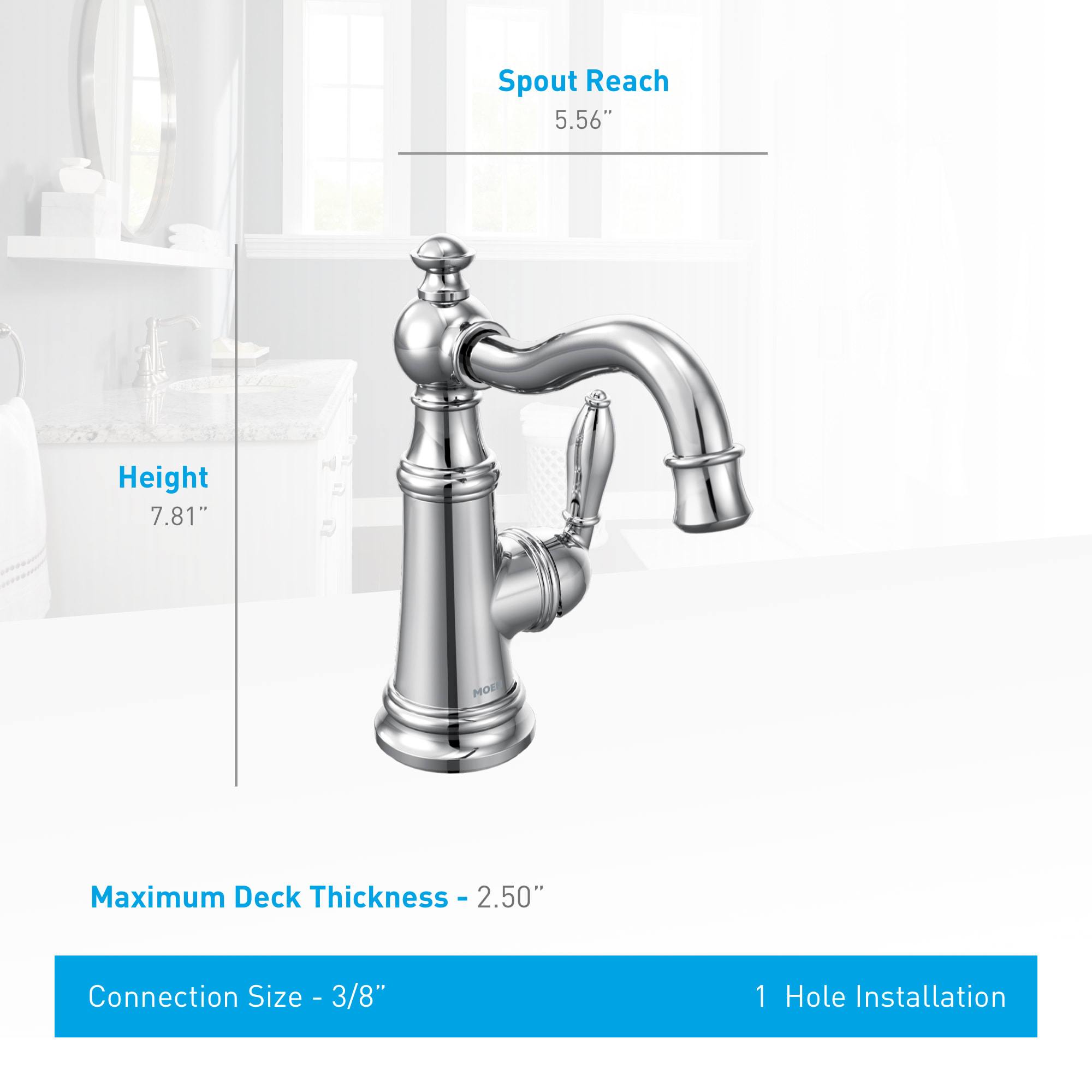 Moen S42107BG Weymouth Single Handle Single Hole Bathroom