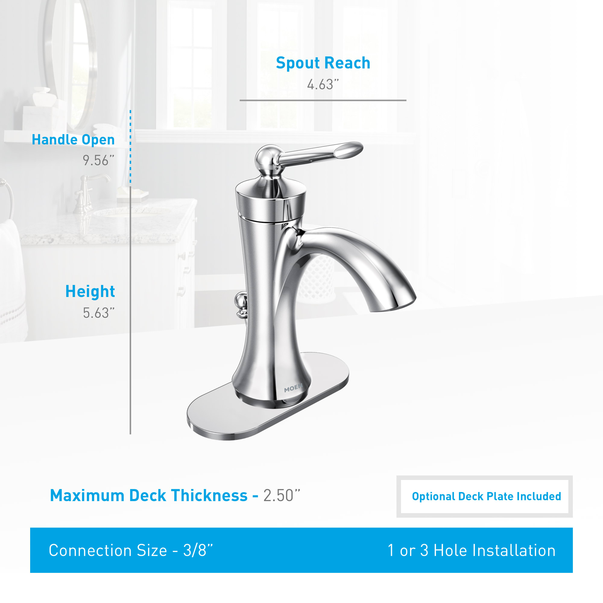 Moen 4500NL Polished Nickel Wynford Single Hole Bathroom Faucet with