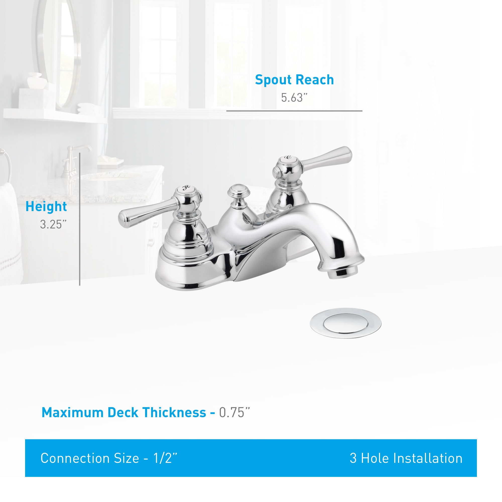 Moen 6101 Chrome Double Handle Centerset Bathroom Faucet from the