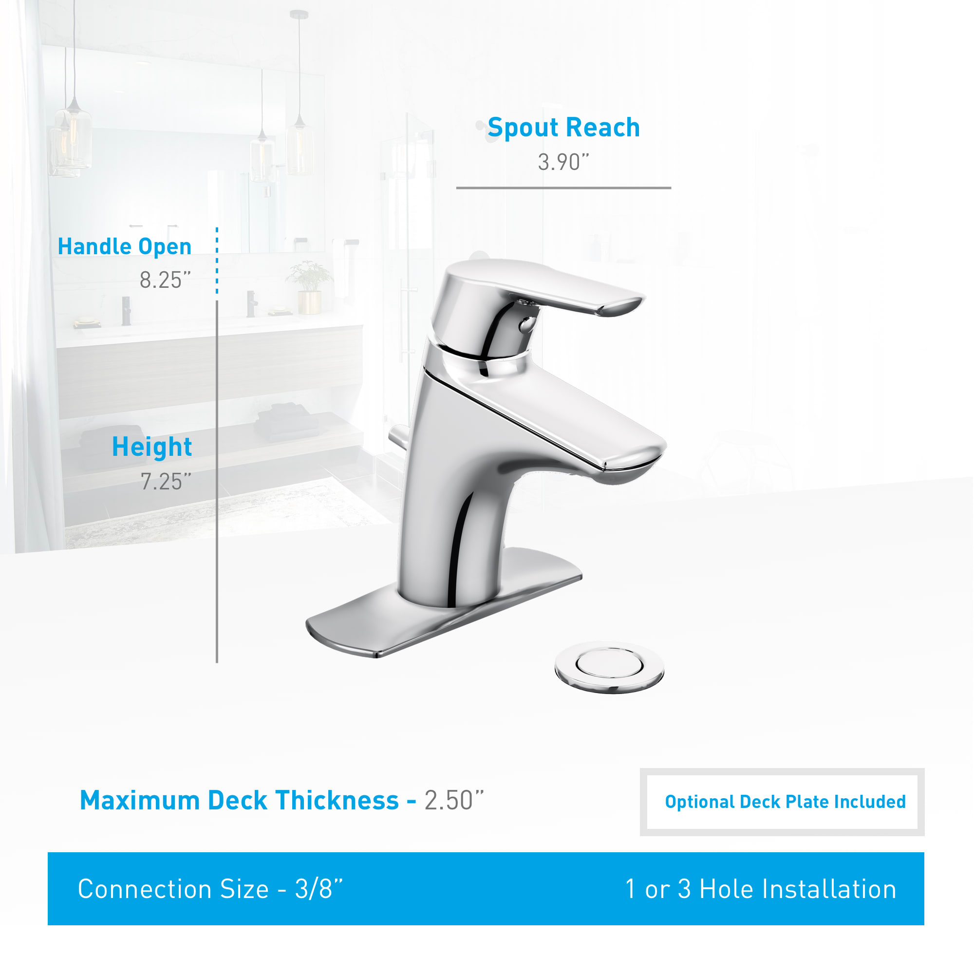 Moen 6810BN Brushed Nickel Single Handle Single Hole Bathroom Faucet