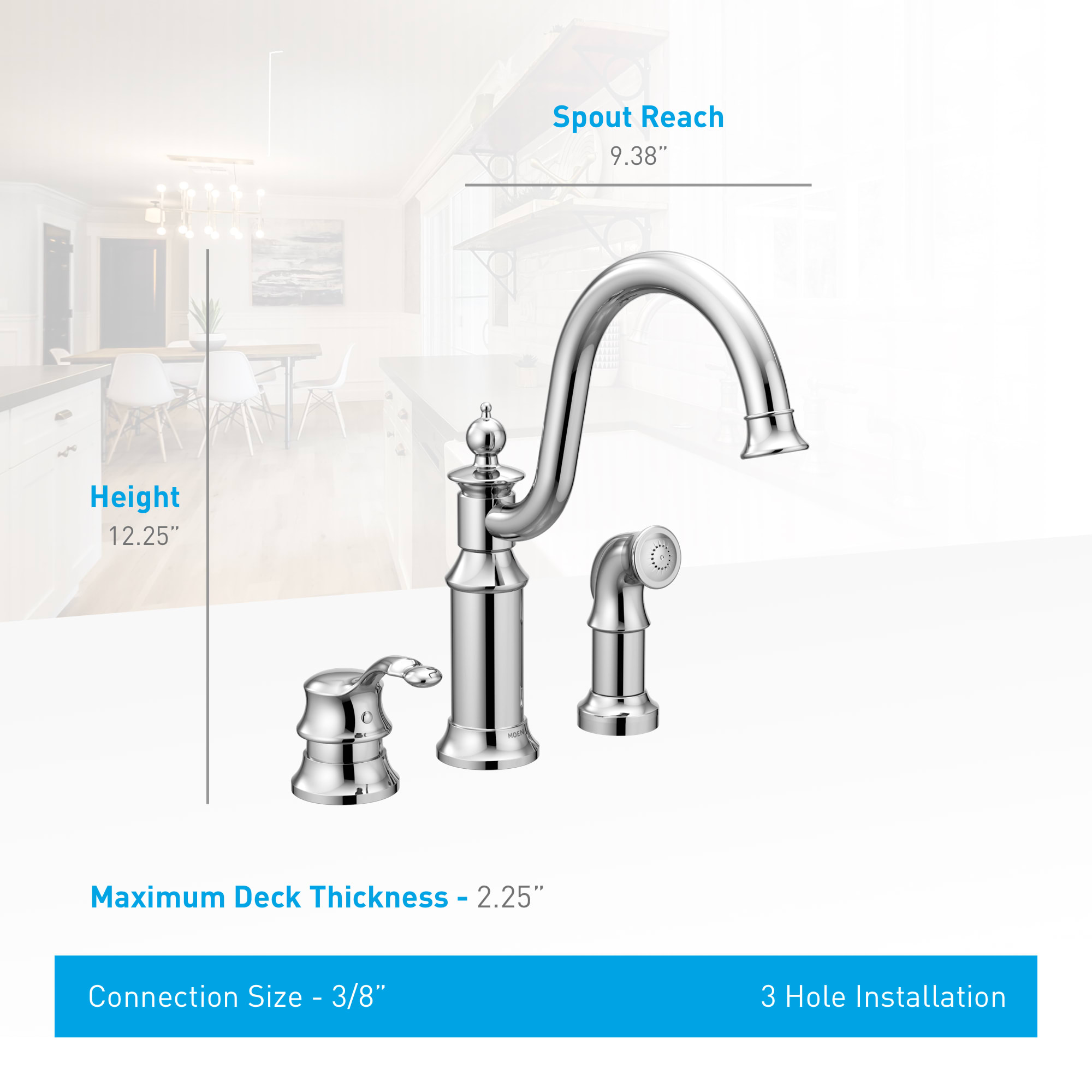 Moen S711 Chrome HighArc Kitchen Faucet with Side Spray from the Waterhill Collection