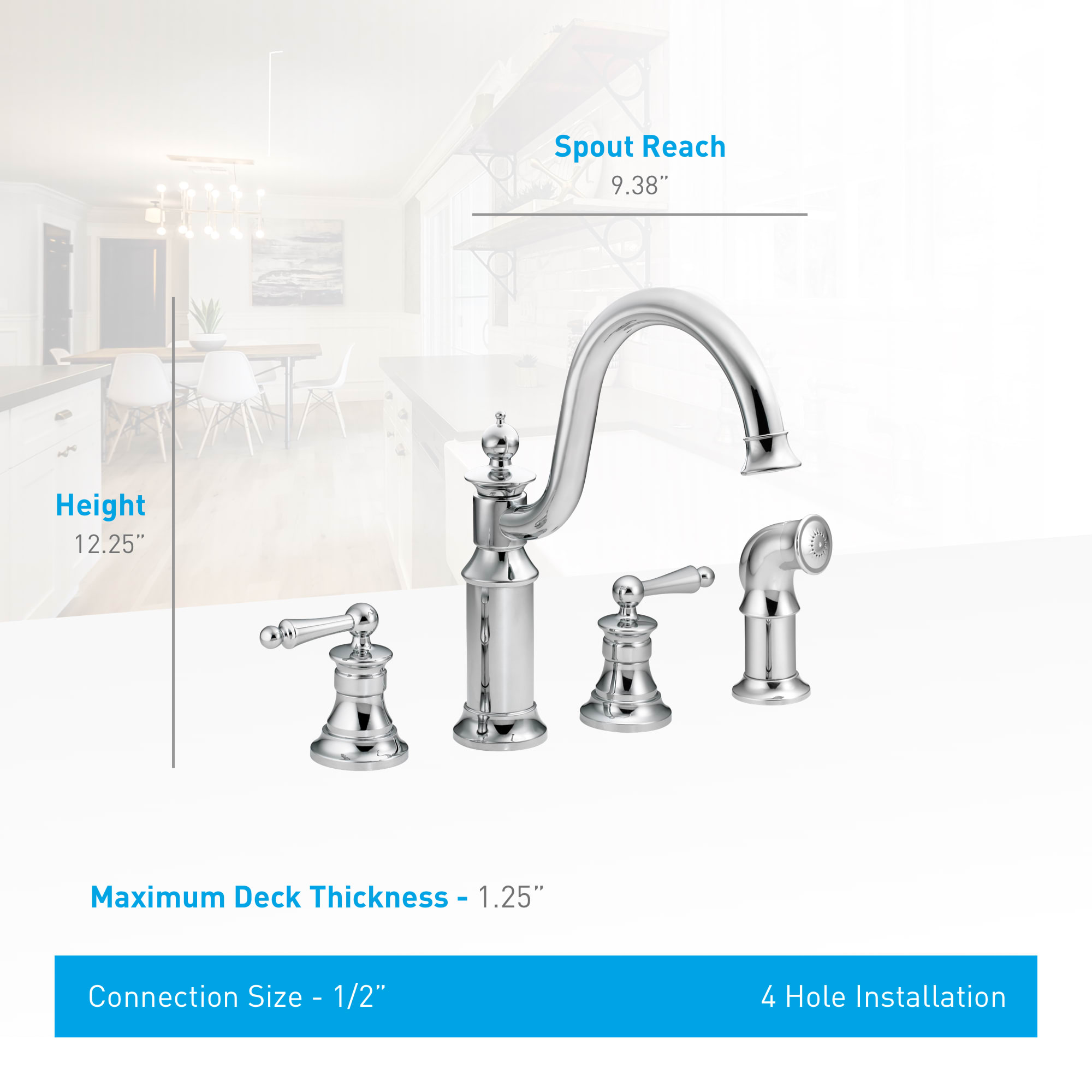 Moen S712 Chrome HighArc Kitchen Faucet with Side Spray from the