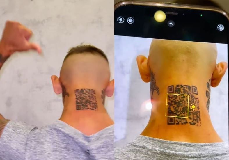Man Gets QR Code Tattooed on Neck to Open Instagram Page