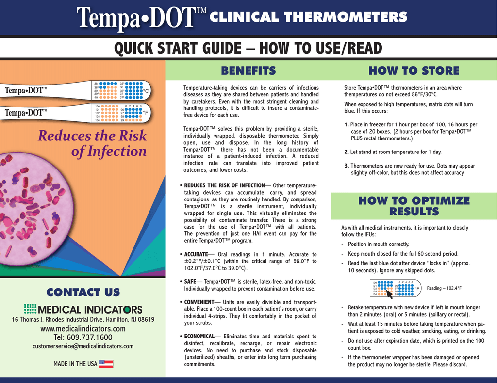 Tempa·DOT™ Fahrenheit Quick Start Guide PDF Manualzz
