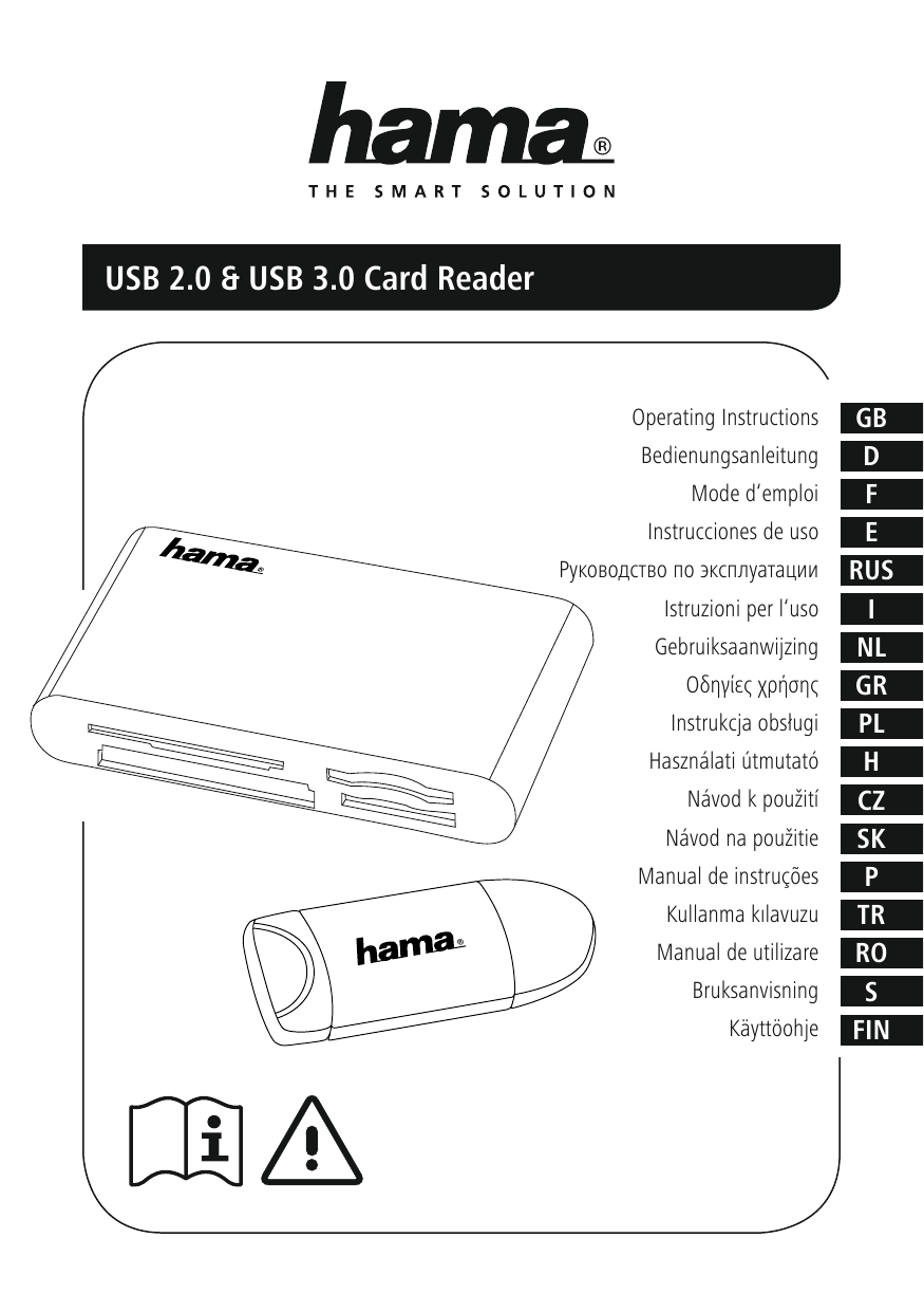 Hama 00114836 "Slim" USB 3.0 Multi Card Reader Manual de