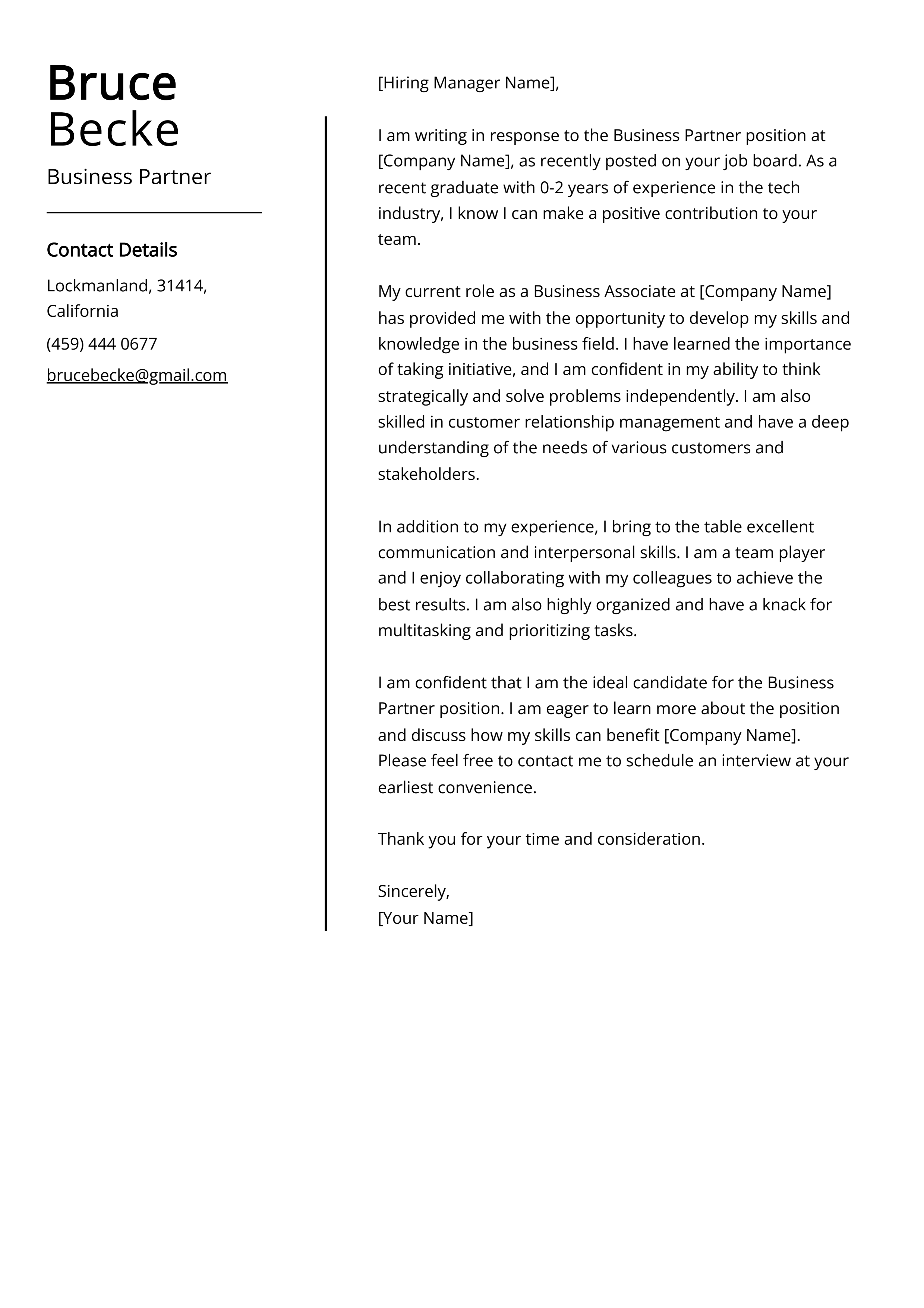 Business Letter Example For A Company