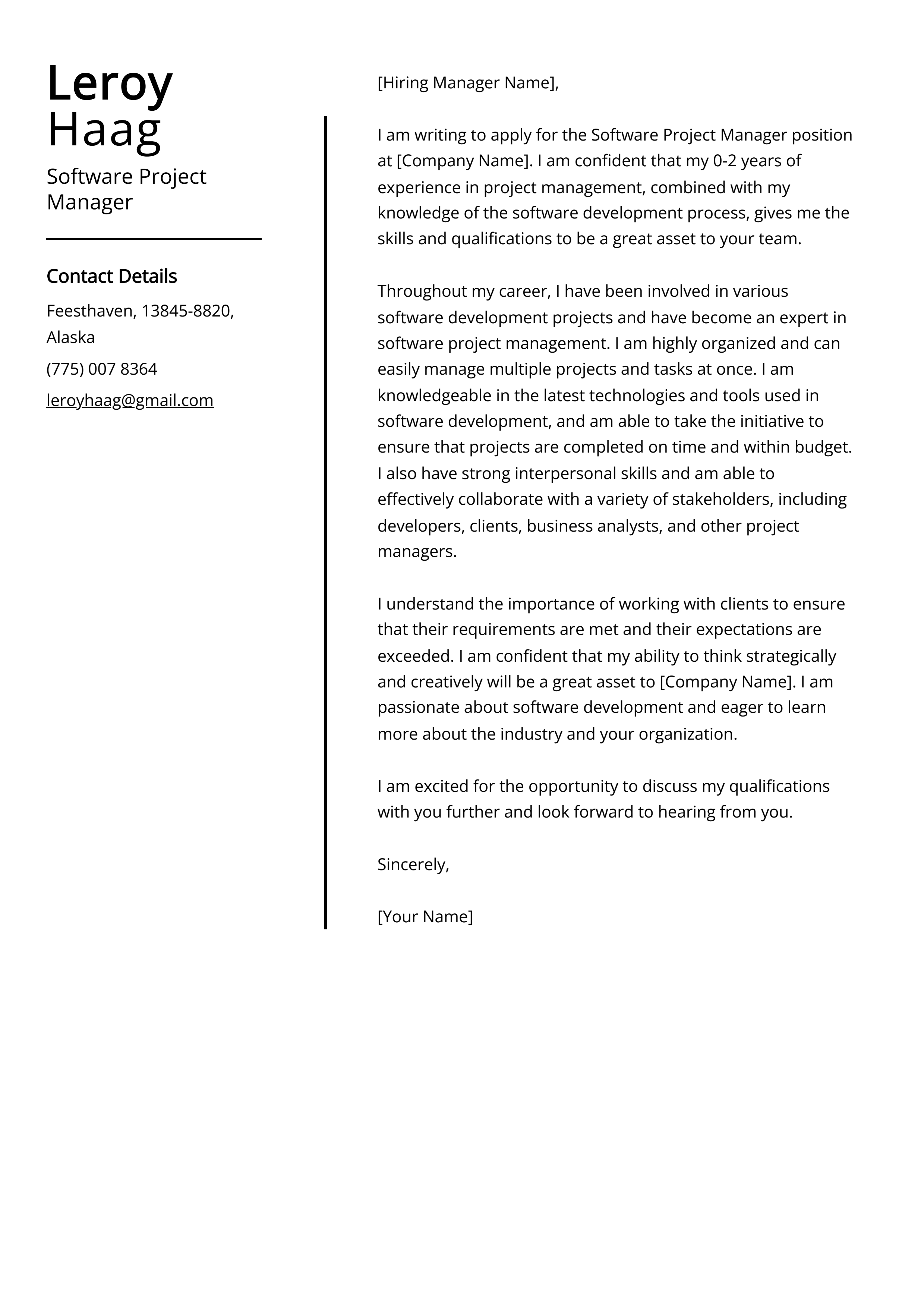 Software Project Manager Cover Letter Examples (Template & 20+ Tips)