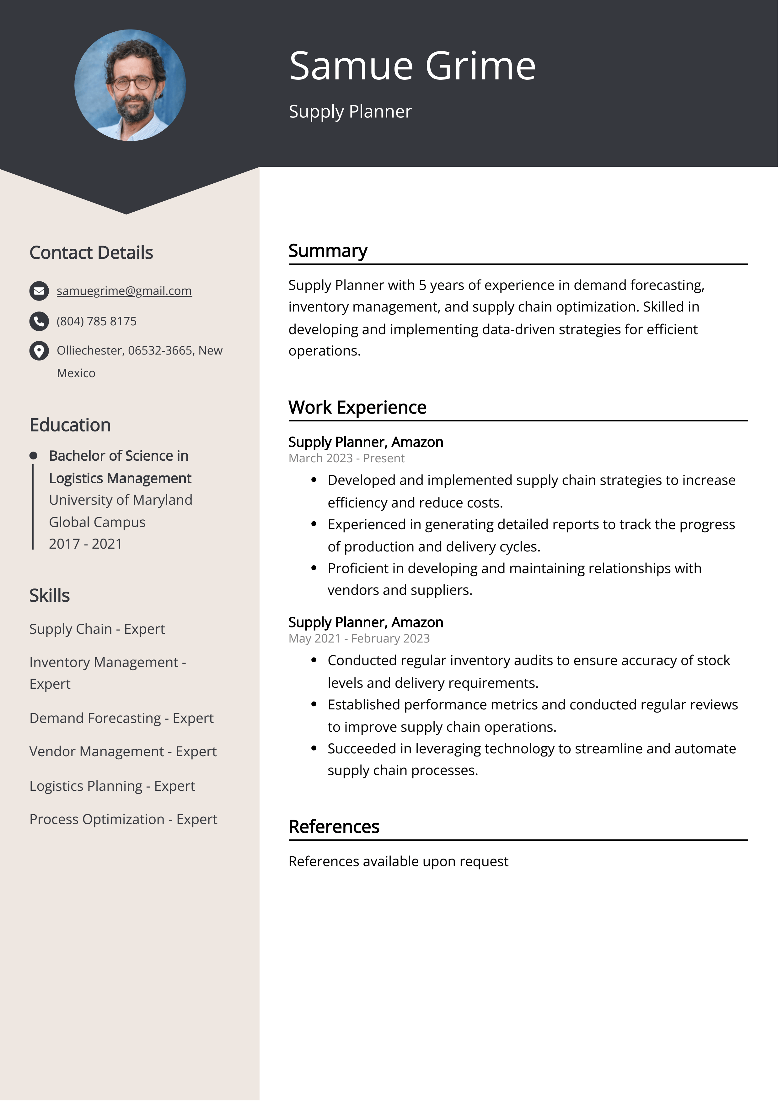 Supply Planner CV Examples (Template & 20+ Tips)