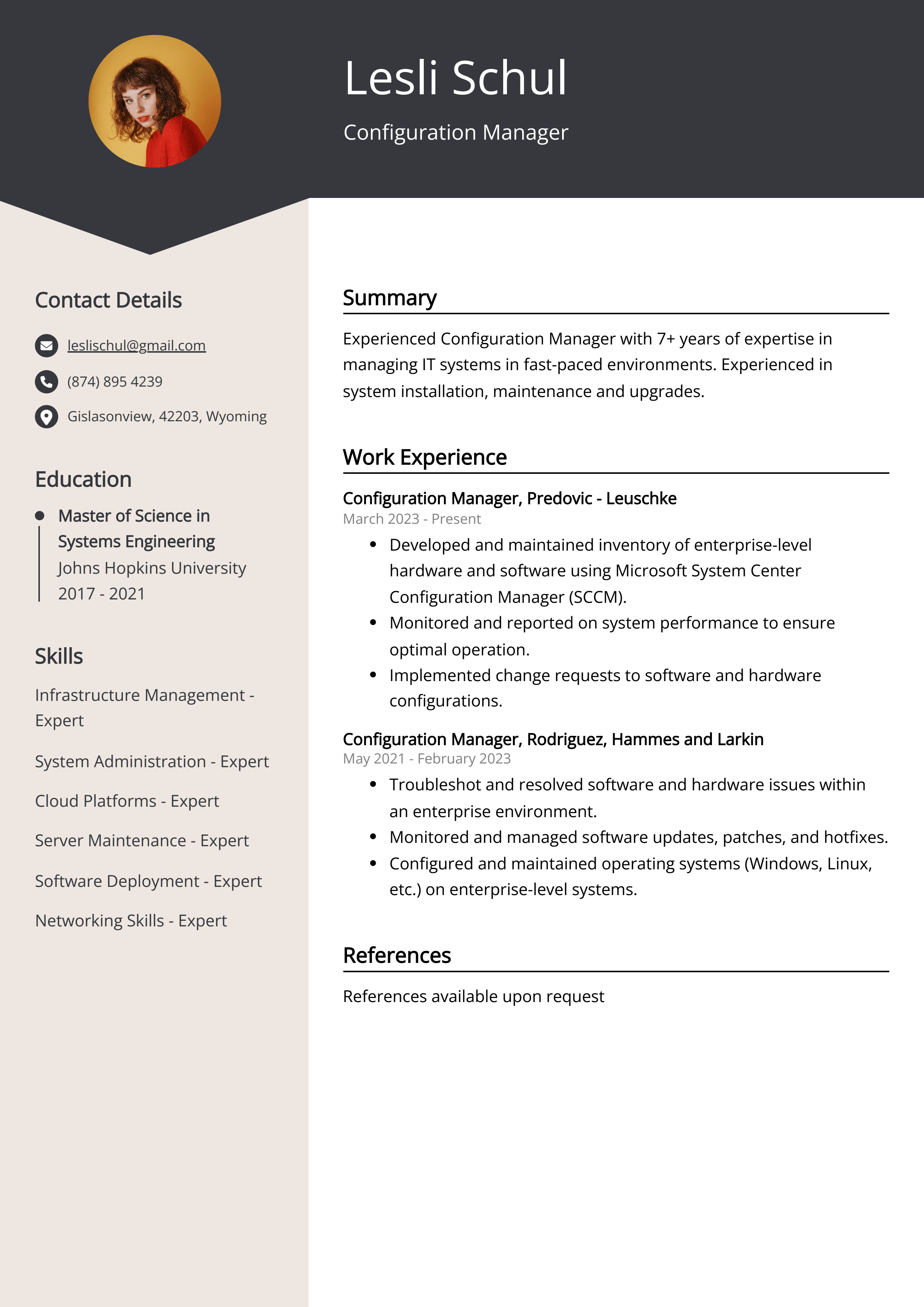 Configuration Manager Resume Example (Free Guide)