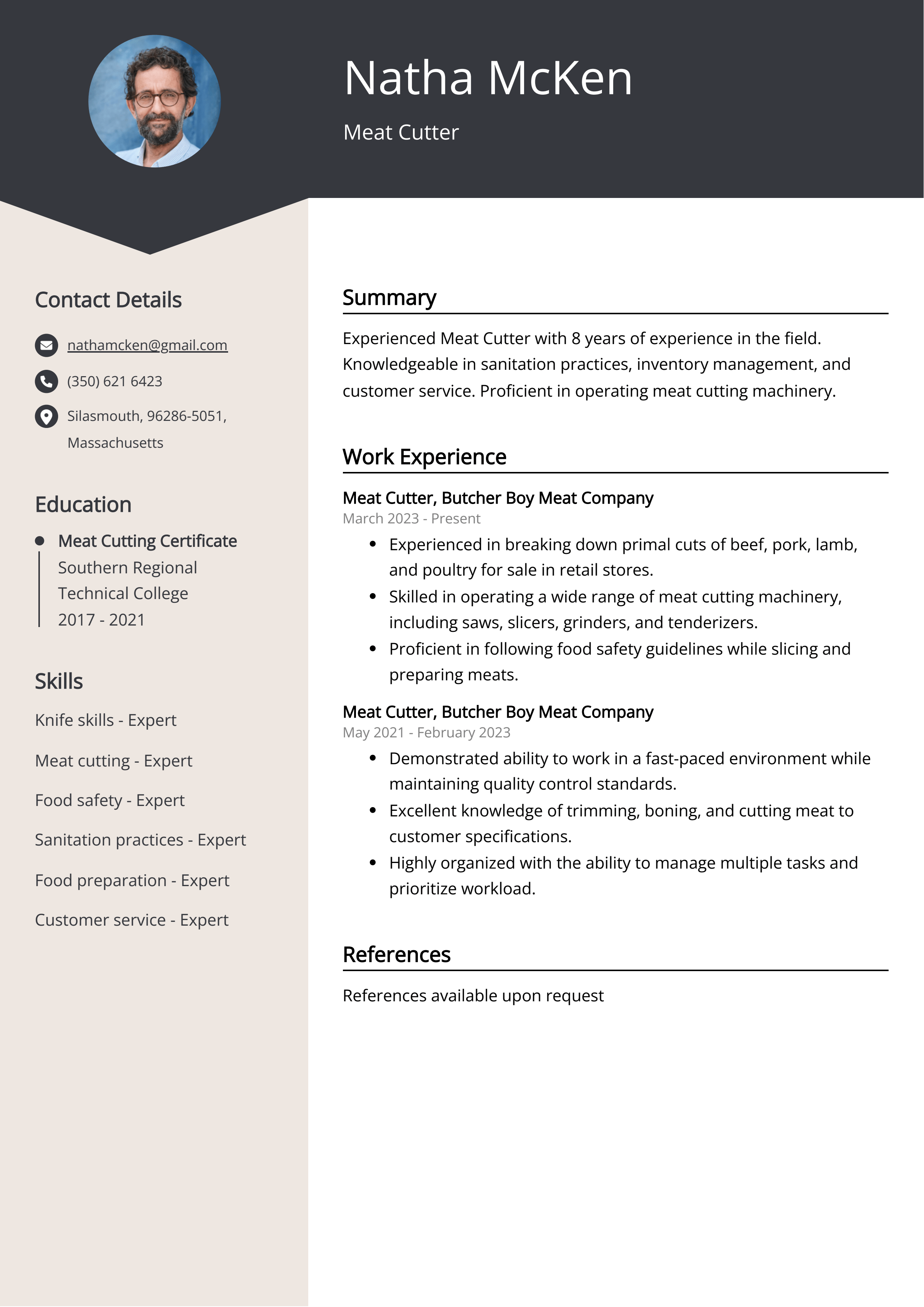 Meat Cutter Resume Job Description, Sample & Guide