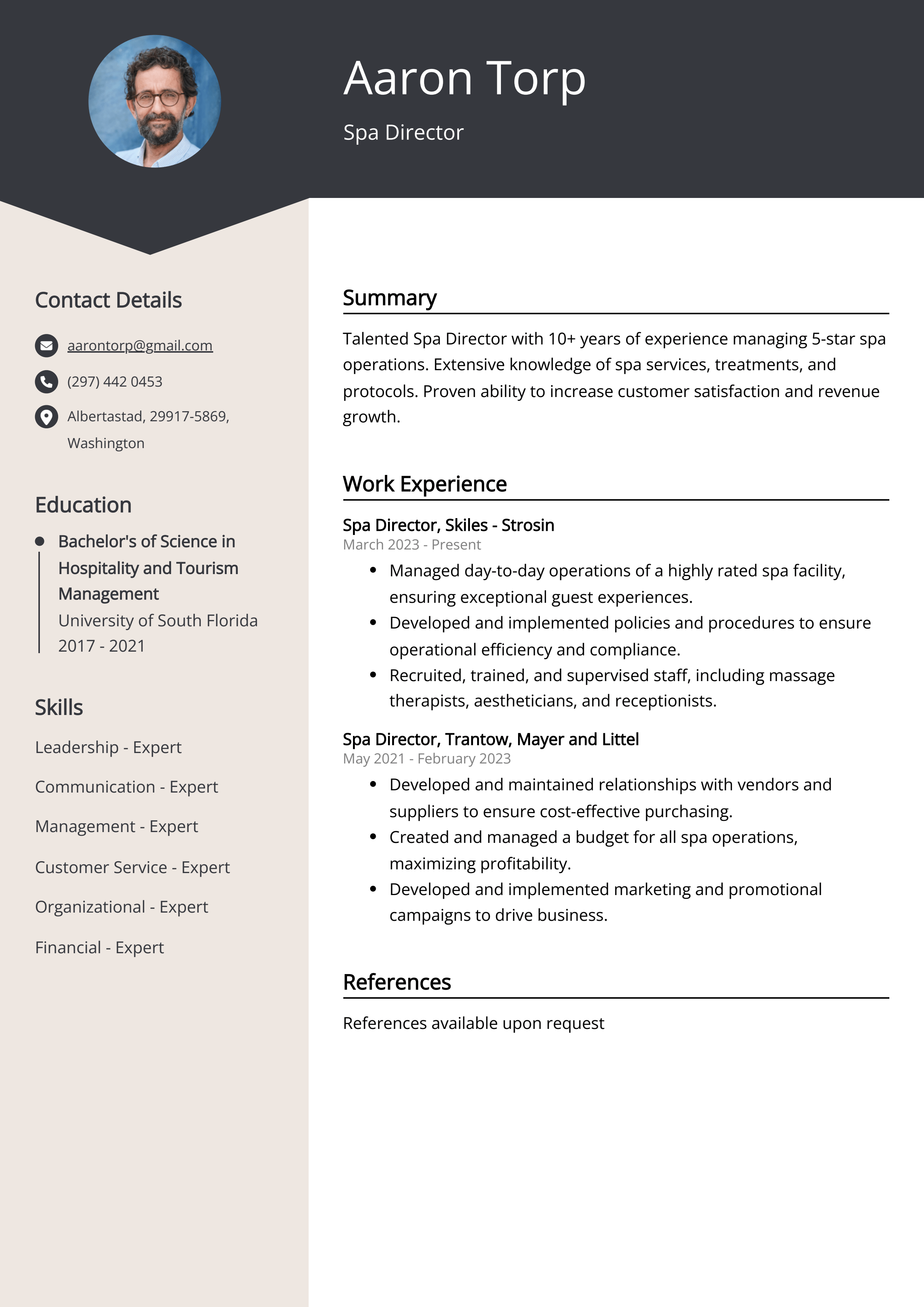 Spa Director Resume Example (Free Guide)