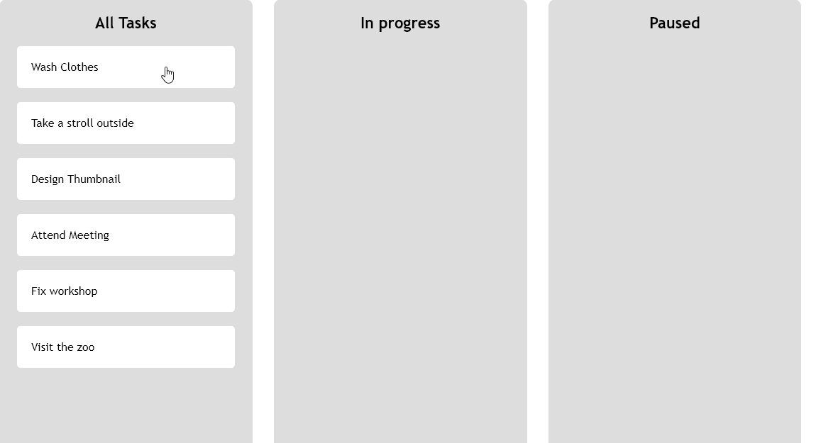 Drag and Drop in Vanilla JavaScript