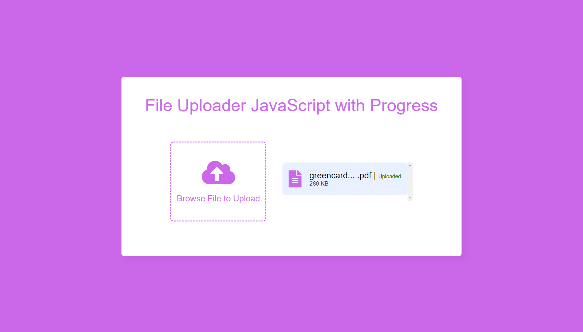 Upload File with Vanilla JavaScript and Loading Animation