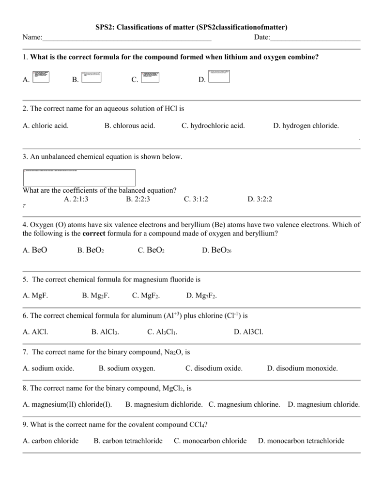 SPS2 Classifications of matter (SPS2classificatonofmatter)
