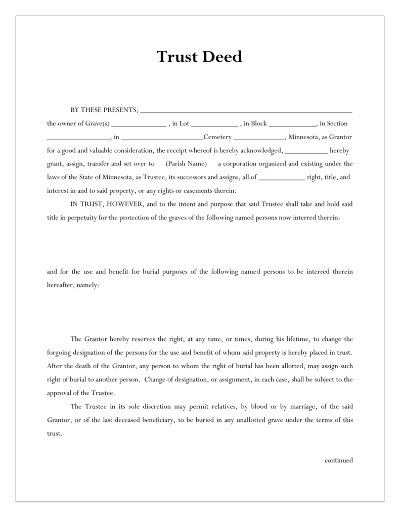 Trust Deed Diocese of Winona