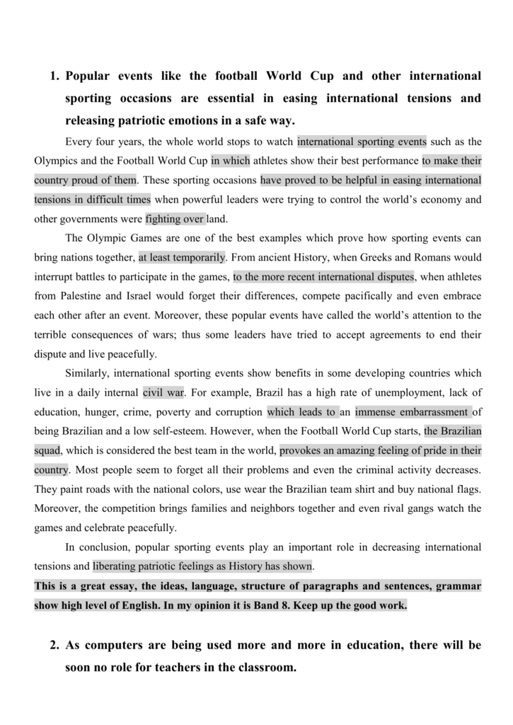 Band 8 sample IELTS writing