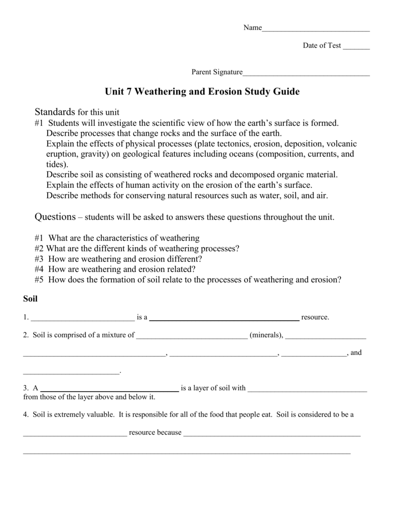 World history unit 7 study guide. Unit 7 Weathering and Erosion Study Guide
