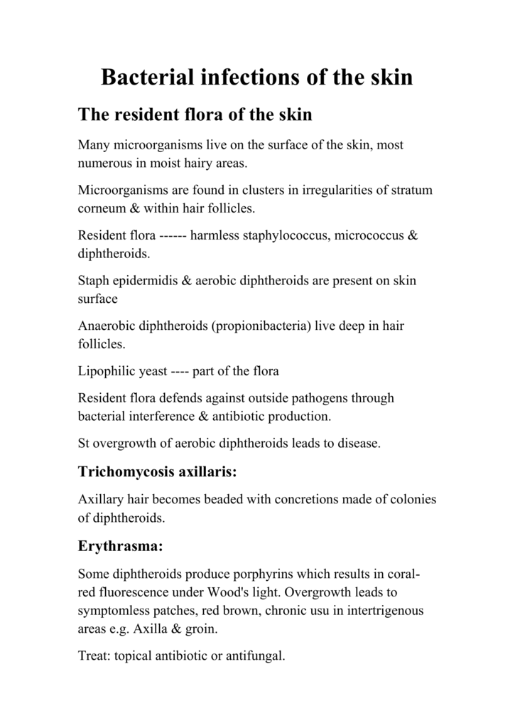 Bacterial Infections Of The Skin The Resident Flora Of The