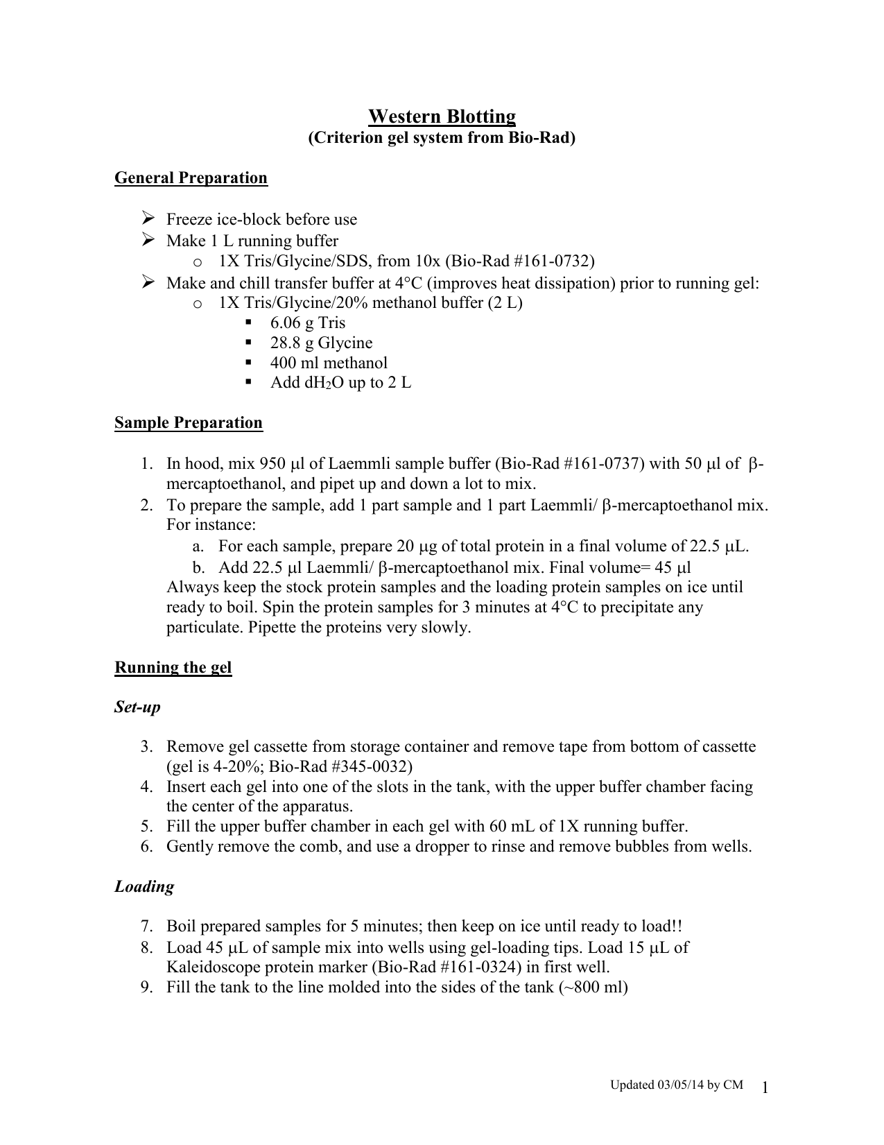 Western Blot Transfer Buffer Recipe 10x