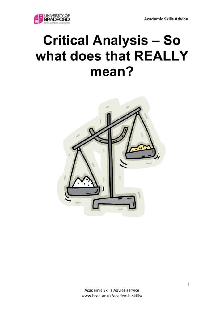 Critical Analysis * So what does that REALLY mean
