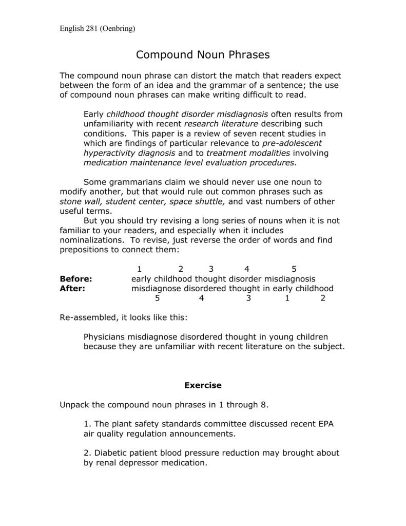 Compound Nouns Exercises Foto Kolekcija