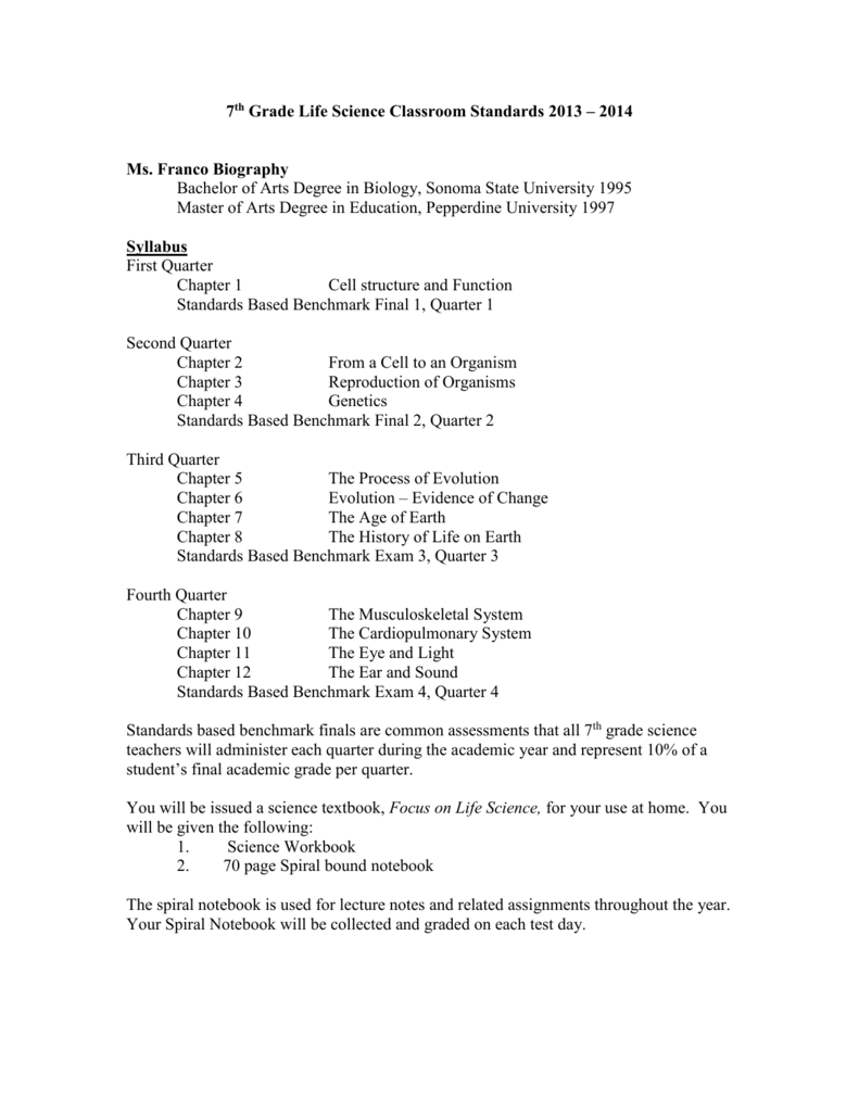 7th Science Classroom Standards13