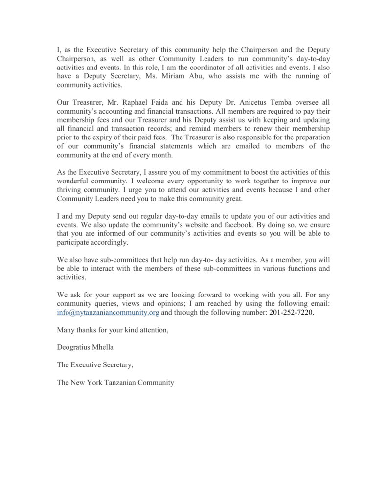 Executive Secretary Statement