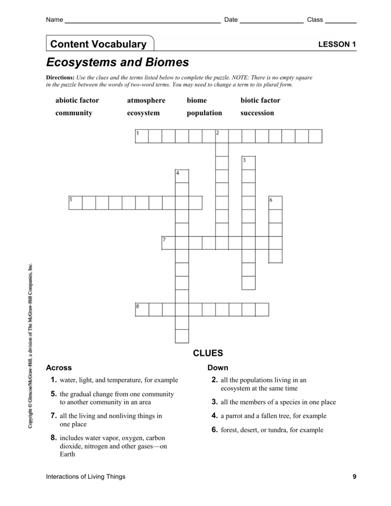 Lesson 1 Ecosystems and Biomes