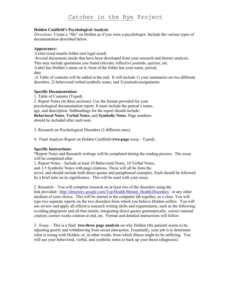 Holden Caulfield`s Psychological Analysis