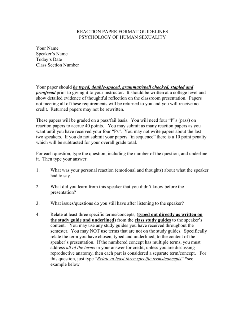 REACTION PAPER GUIDELINES