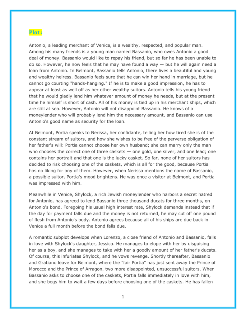 Merchant of Venice notes.doc