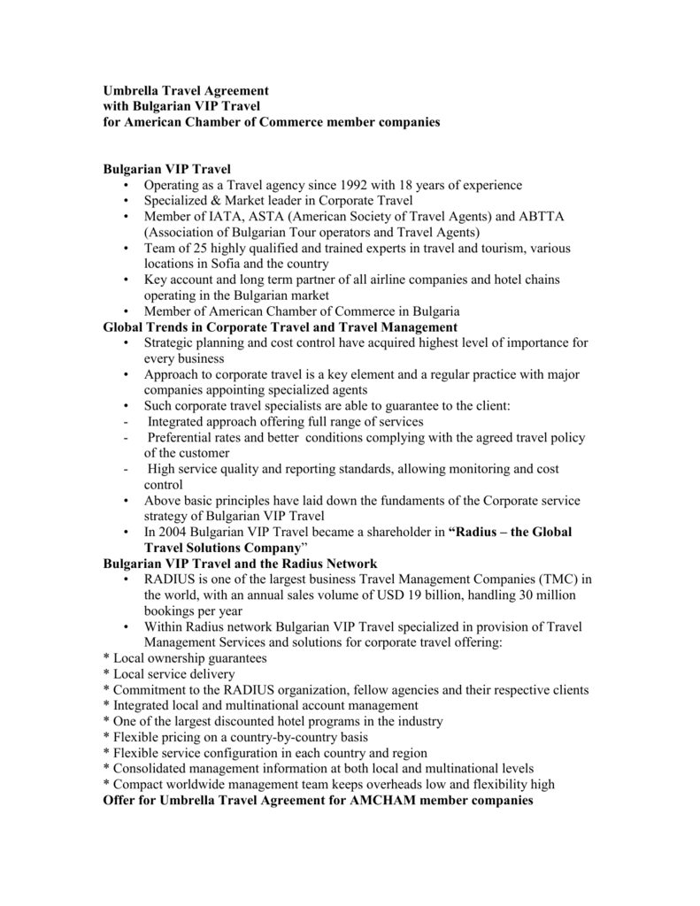 Tour Operator And Travel Agency Contract Template