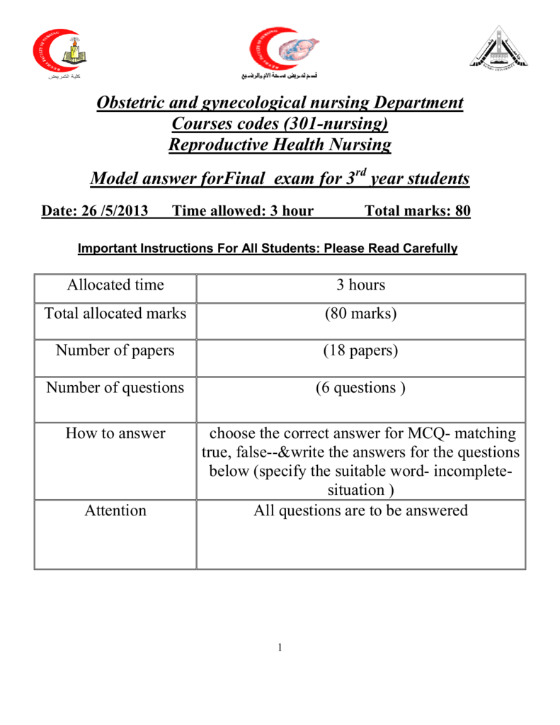 Obstetric and gynecological nursing Department Courses codes