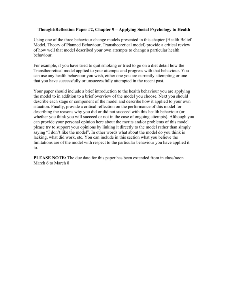 Thought/Reflection Paper 2, Chapter 9 Applying Social