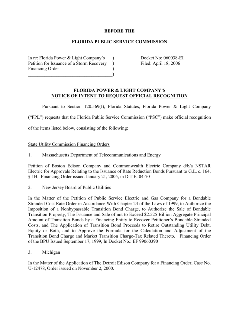 Notice of Intent to Request Official Recognition