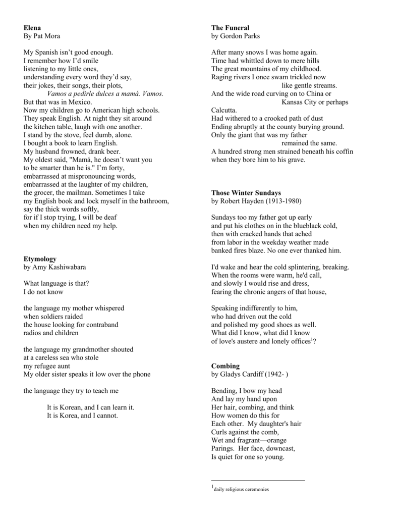 Poems from text Jones College Prep