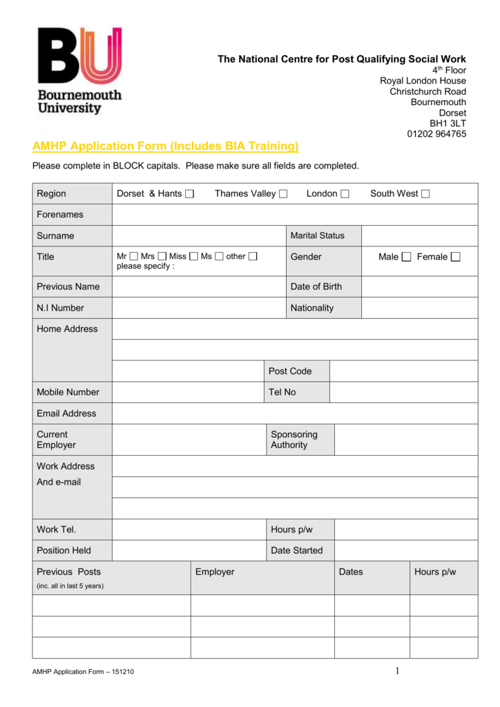AMHP application form