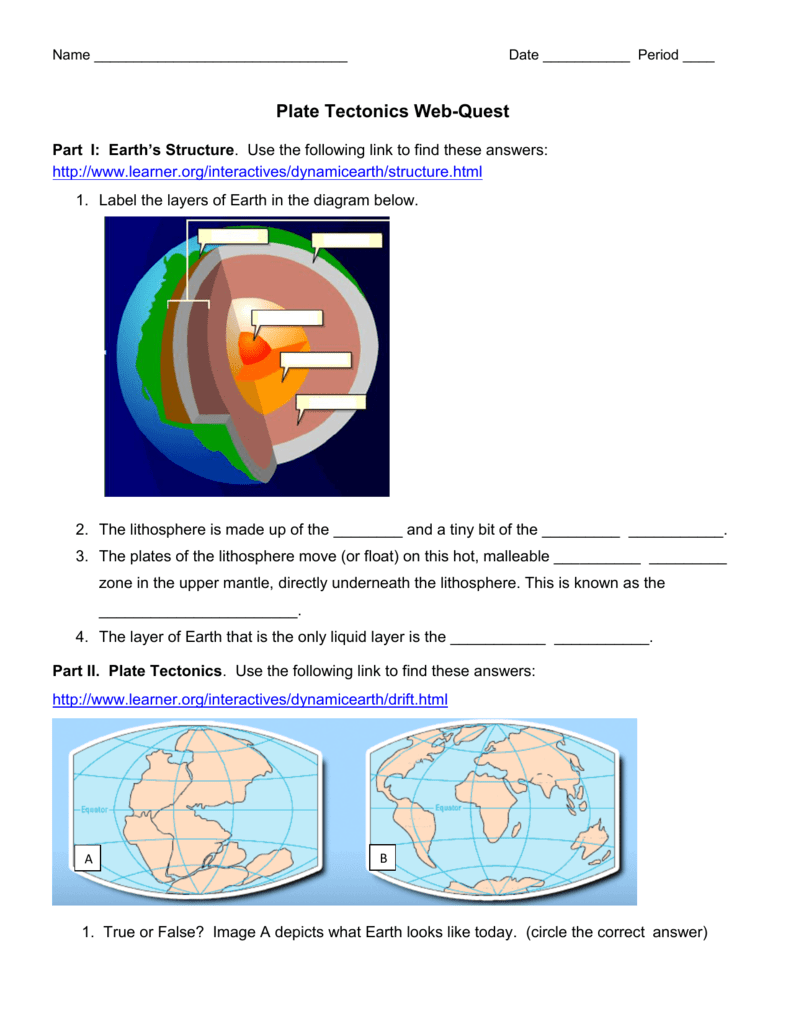 Earth Science Plate Tectonics Study Guide Answers