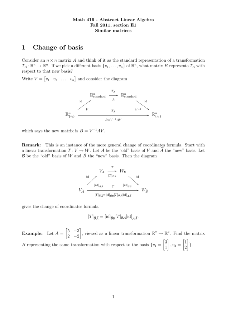 Change Of Basis Algebra Change Of Basis Youtube This calculation