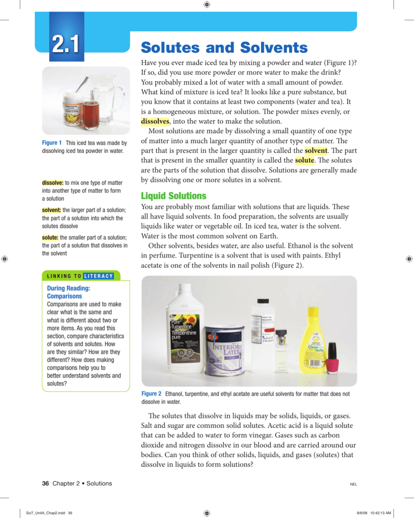2.1 Solutes and Solvents