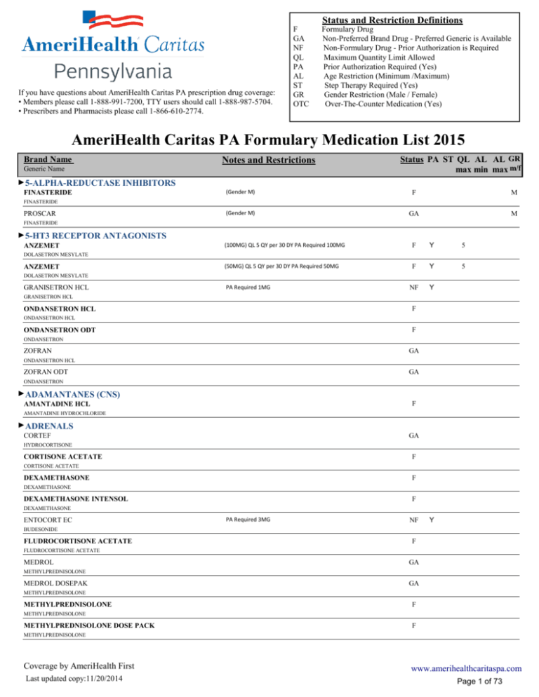 Printable Formulary AmeriHealth Caritas Pennsylvania