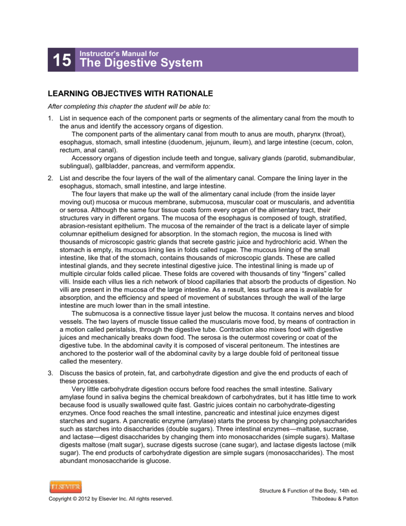 Digestive_Learning Objectives_Practice Questions