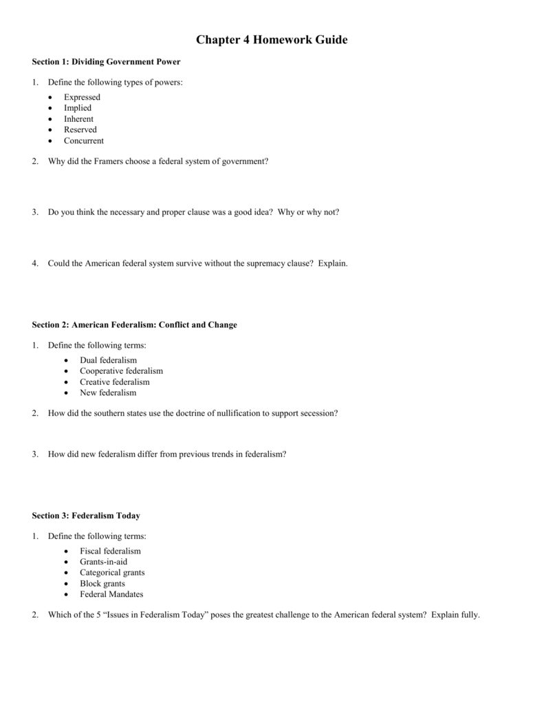 Chapter 4 Homework Guide
