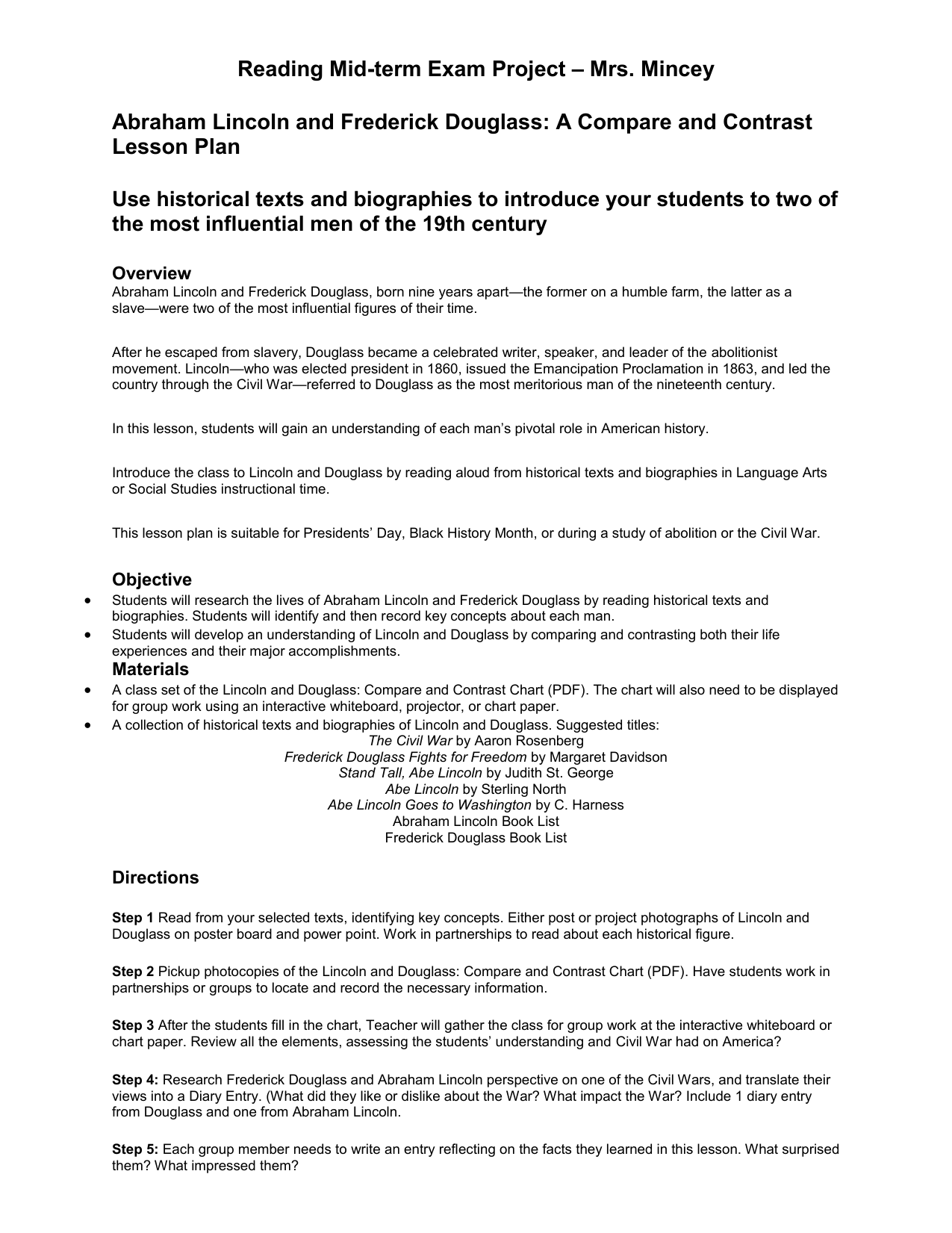 Frederick Douglass Worksheet