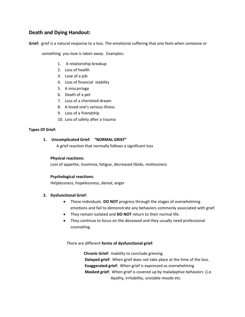 Death and Dying Handout