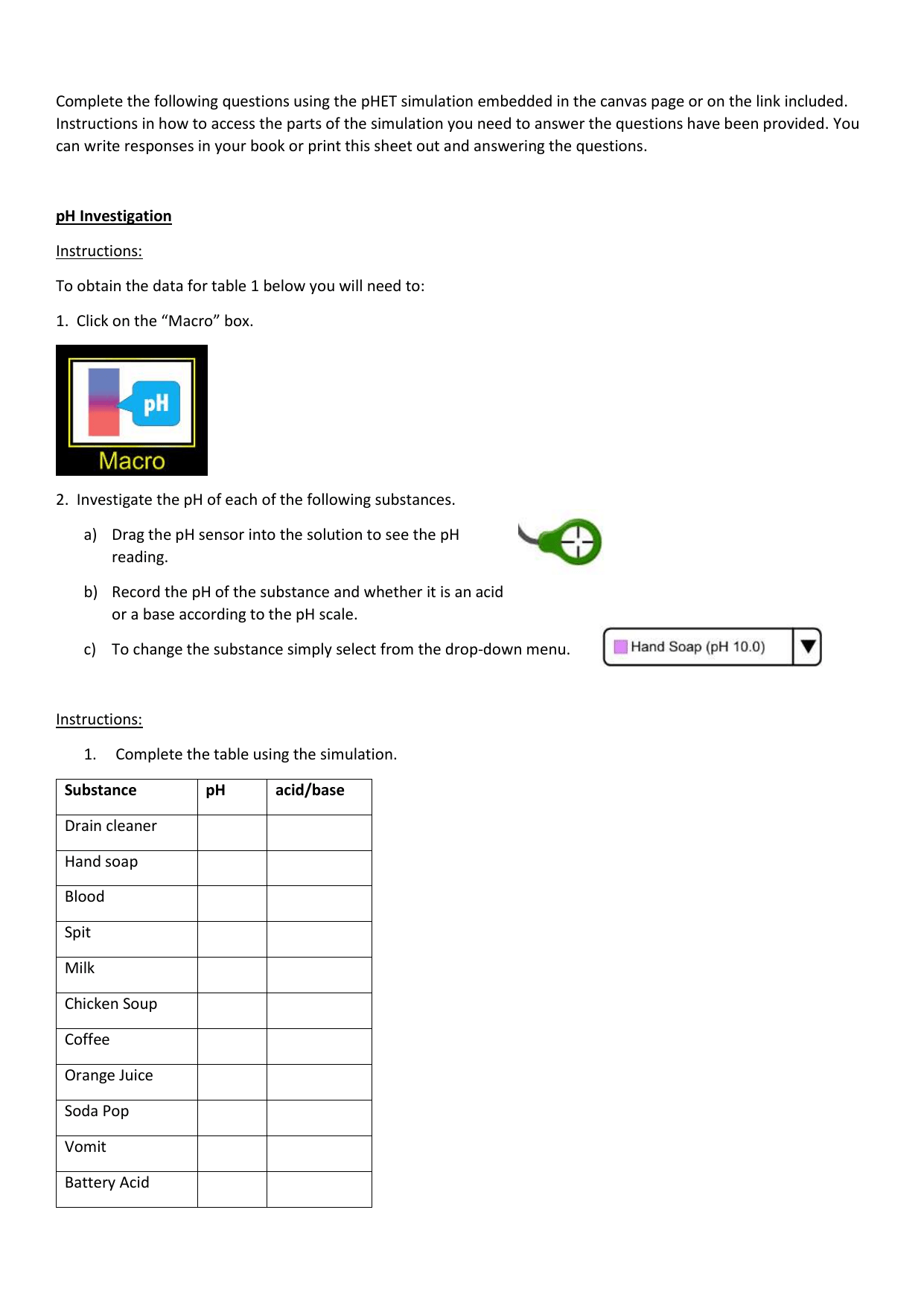 Phet Acids And Bases Worksheet Answers Visualizing Chemistry