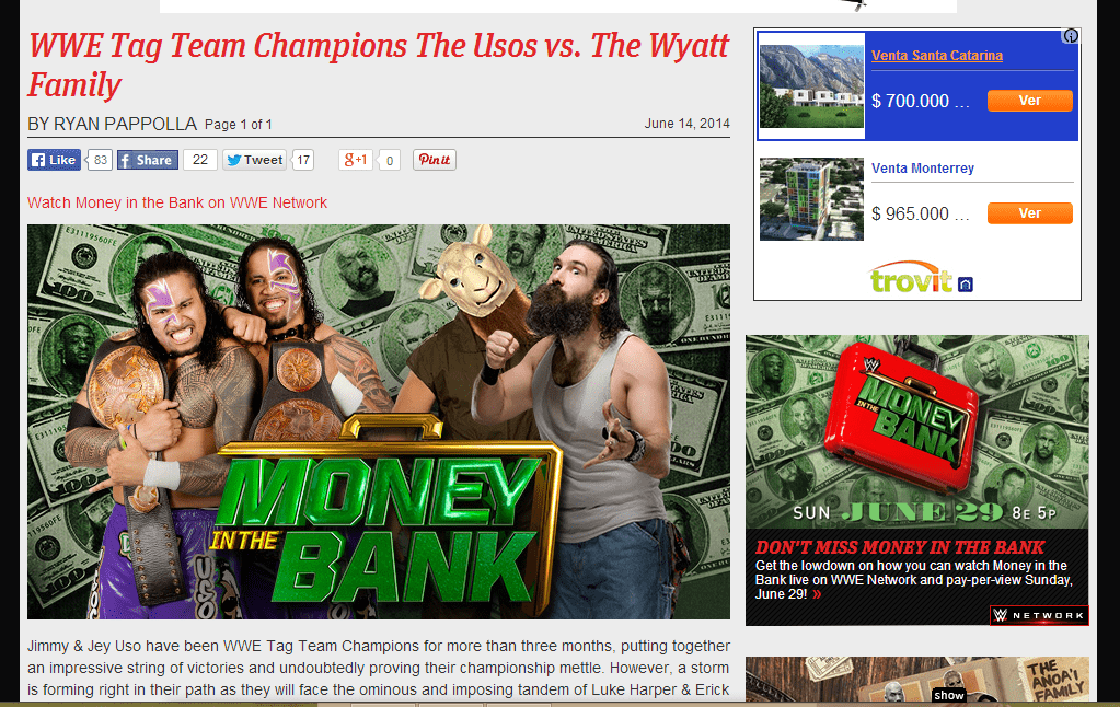 WWE Money In The Bank The Usos Vs. The Wyatt Family for the Tag Team