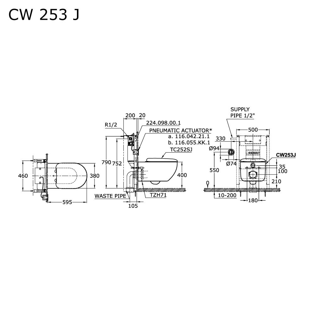 Sanitary Ware, Toilet, Single Bowl Wall Hung Toilet, CW253JDualFlush