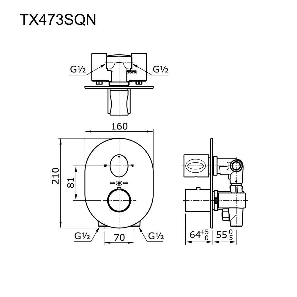 Fitting, Shower Mixer Diverter, Thermostat Shower Mixer Diverter, TX473SQN
